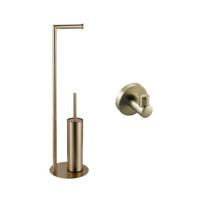 Fortifura Calvi vrijstaande toiletrolhouder met toiletborstel - met handoekhaak - Geborsteld Messing PVD (Goud) SW639937/SW1189060 - thumbnail