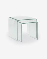 Kave Home Glazen Salontafel 'Burano' Set van 2 stuks - thumbnail