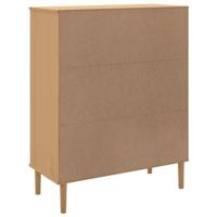 Hoge kast SENJA rattan-look 90x40x112 cm grenenhout bruin - thumbnail