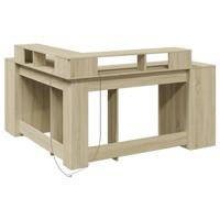 Bureau met LED-verlichting 152x152x91 cm hout sonoma eikenkleur - thumbnail