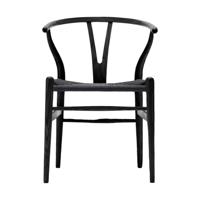 Carl Hansen & Søn CH24 Wishbone Stoel - Gekleurd eikenhout Zwart met zwarte zitting - thumbnail