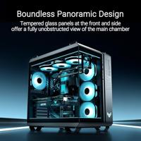 ASUS TUF Gaming GT502 Horizon ATX Mid-Tower Gaming Case (grenzeloos panoramisch ontwerp, dual-chamber, onafhankelijke CPU- en GPU-koelzones, gereedschapsvrije zijpanelen, USB 10 Gbps - thumbnail