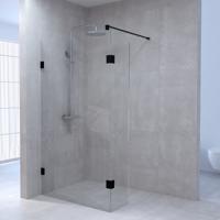 BRAUER Create Inloopdouche - 90x200cm - profielloos - 40cm - draaibare zijwand - antikalk - 8mm veiligheidsglas - antraciet mat 4JC3-90/40A - thumbnail