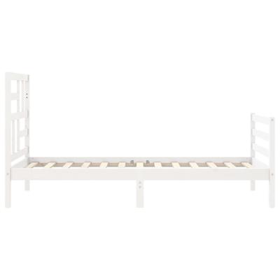 Bedframe met hoofdbord massief hout wit - thumbnail