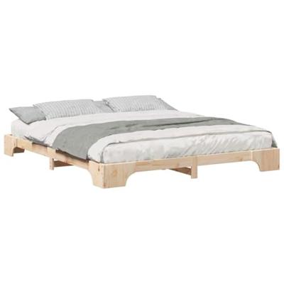 Bedframe met opslag Bruin 200 x 220 cm Massief grenenhout