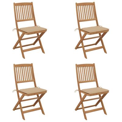 vidaXL Tuinstoelen 4 st inklapbaar met kussens massief acaciahout vidaXL Tuinstoelen 4 st inklapbaar met kussens massief acaciahout