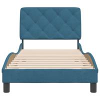 Bedframe met hoofdeinde fluweel blauw 90x190 cm - thumbnail