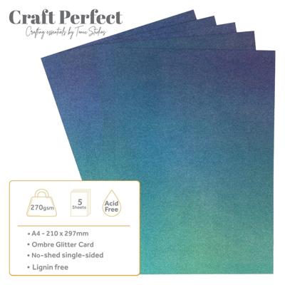 Craft Perfect By Tonic Studios Craft perfect • glitter card a4 250g ombre under the sea 5pcs