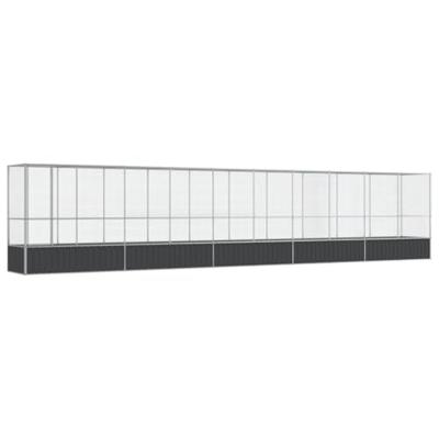 vidaXL Volière met verlengstuk 1042,5x107x212 m staal zilverkleurig, vogelvolière, papegaaienkooi, grote papegaaienkooi, parkietenkooi