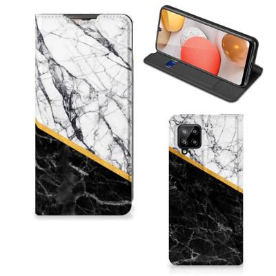 Samsung Galaxy A42 | Standcase | Marmer Wit Zwart - Origineel Cadeau Man