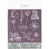 Vivi Gade Deco folie en transfer vel, bloemen, vel 15x15 cm, roze, zilver, 4 vel/ 1 doos - thumbnail