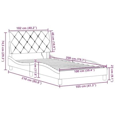 Bedframe met LED zonder matras 100x200 cm stof donkerbruin