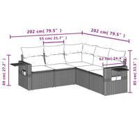 5-delige Loungeset met kussens poly rattan beige - thumbnail