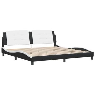 Bedframe zonder matras "Zadar" kunstleer zwart en wit 200x200 cm