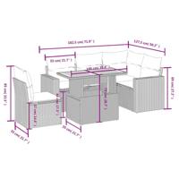 6-delige Loungeset met kussens poly rattan beige - thumbnail