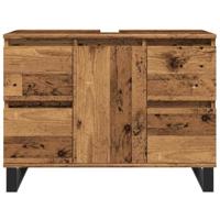 Badkamerkast 80x33x60 cm bewerkt hout oud houtkleurig - thumbnail