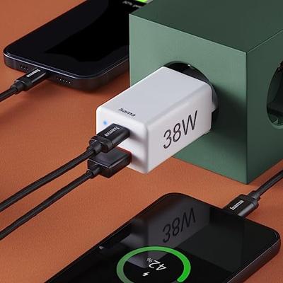 Hama Snellader 1x USB-C PD 1x USB-A QC Mini-oplader 38 W Wit