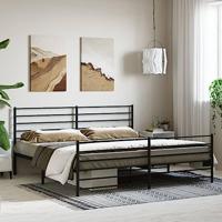 Bedframe met hoofd- en voeteneinde metaal zwart 180x200 cm - thumbnail
