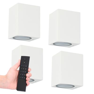Set van 4 Marion LED wandlampen - Dimbaar - 4 Watt 345 lumen - IP65 Waterdicht - GU10 - 2700K Warm Wit - Dimbaar - Binnen & buiten - Wit - Incl. dimmer met afstandsbediening