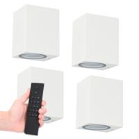 Set van 4 Marion LED wandlampen - Dimbaar - 4 Watt 345 lumen - IP65 Waterdicht - GU10 - 2700K Warm Wit - Dimbaar - Binnen & buiten - Wit - Incl. dimmer met afstandsbediening - thumbnail