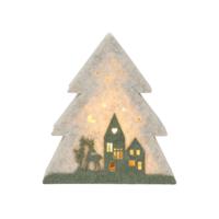 Decoratie LED Vilten Kerstboom met Huisjes 15.5x4x17 cm - thumbnail