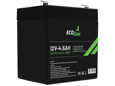 EcoLine - AGM 12V 4.5AH - 4500mAh VRLA Batterij - 90 x 70 x 101 - Deep Cycle Accu