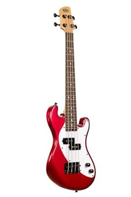 Kala Solid Body 4-String Fretted U-Bass Candy Apple Red elektrische basgitaar met gigbag
