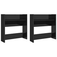 VidaXL Wandschoenenkasten 2 st 60x18x60 cm hout hoogglans zwart - thumbnail