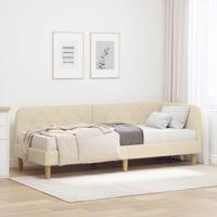 Hoekbedframe met matras met hoofdeinde Crème 80 x 200 cm Stof - thumbnail