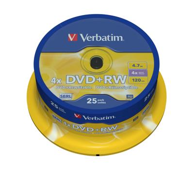 Verbatim 43489 DVD+RW disc 4.7 GB 25 stuk(s) Spindel Herschrijfbaar
