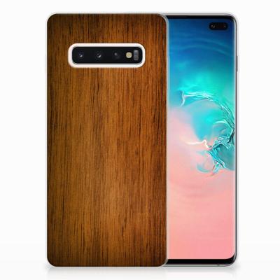 Samsung Galaxy S10 Plus | Bumper Hoesje | Donker Hout