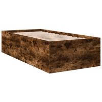 Bedframe bewerkt hout gerookt eikenkleurig 75x190 cm - thumbnail