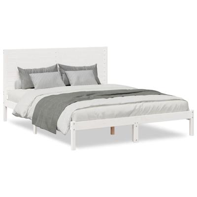 Bedframe extra lang zonder matras massief hout wit 160x210 cm