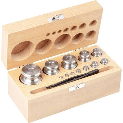 Kern 35405 Gewichtenset 354-05, OIML-klasse M2, nominale waarde 1 g - 500 g, knop, roestvrij staal fijngedraaid (OIML), in houten etui