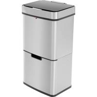 Hailo Öko Vario XL 6560010 Afvalscheidingssysteem 50 l RVS, Kunststof (b x h x d) 420 x 785 x 315 mm Zilver Anti-vingerafdrukken, Met automatische deksel 1 - thumbnail