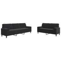 2-delige Loungeset met kussens en bolsters fluweel zwart - thumbnail