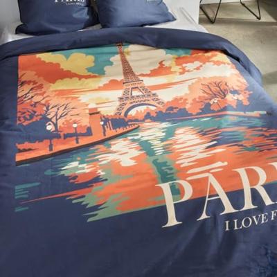Beddengoedset - TODAY - JAVA - 2 personen - 240x220 cm - Katoen - Parijs print - Blauw