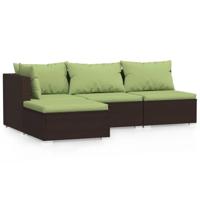 4-delige Loungeset met kussens poly rattan bruin - thumbnail