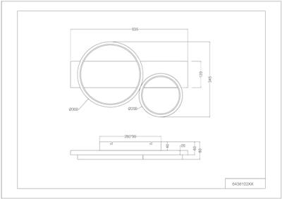 Trio Leuchten Plafondlamp Medera 2 lichts L 54 cm wit zwart