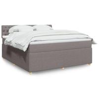 vidaXL Boxspring met matras stof taupe 180x200 cm - thumbnail