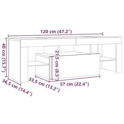 Tv-meubel met LED 120x36,5x40 cm bewerkt hout artisanaal eiken