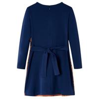 Kinderjurk met lange mouwen paardenprint 116 marineblauw - thumbnail