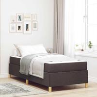 Boxspring bed met matras Wit en Donkerbruin 90 x 190 cm Stof - thumbnail
