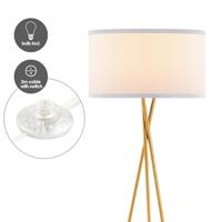 Moderne Vloerlamp - Metalen Staande lamp met wit stoffen Lampenkap - 53/53/138cm - Inclusief LED E27 Lichtbron 9W 806Lm - met Voetschakelaar - voor Woonkamer en Slaapkamer - thumbnail