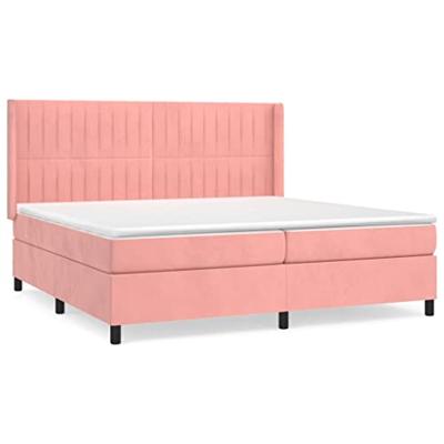 Boxspring met matras fluweel roze 200x200 cm