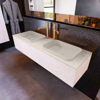 Badkamermeubelset Mondiaz Erin 150 cm met 1 Lade met RIDGE Wastafel Dubbel Linen met 2 kraangaten Greeploos Mat Underlayment - thumbnail