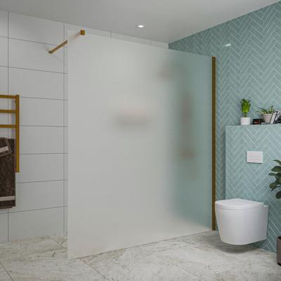 Fortifura Galeria inloopdouche - 180x200cm - mat glas - wandarm - Geborsteld koper PVD (Koper) SW797933/SW876702