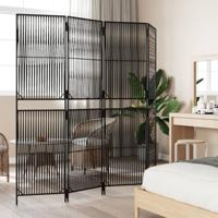 Kamerscherm 4 panelen poly rattan zwart - thumbnail