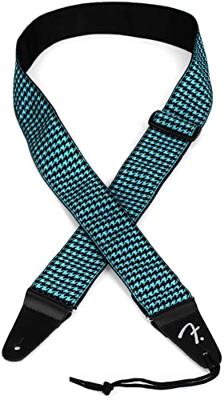 Fender Houndstooth Strap Teal gitaarband zwart-blauw