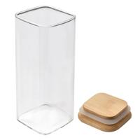 Clayre & Eef Voorraadpot 6x6x15 cm Transparant Glas Voorraadbus - thumbnail